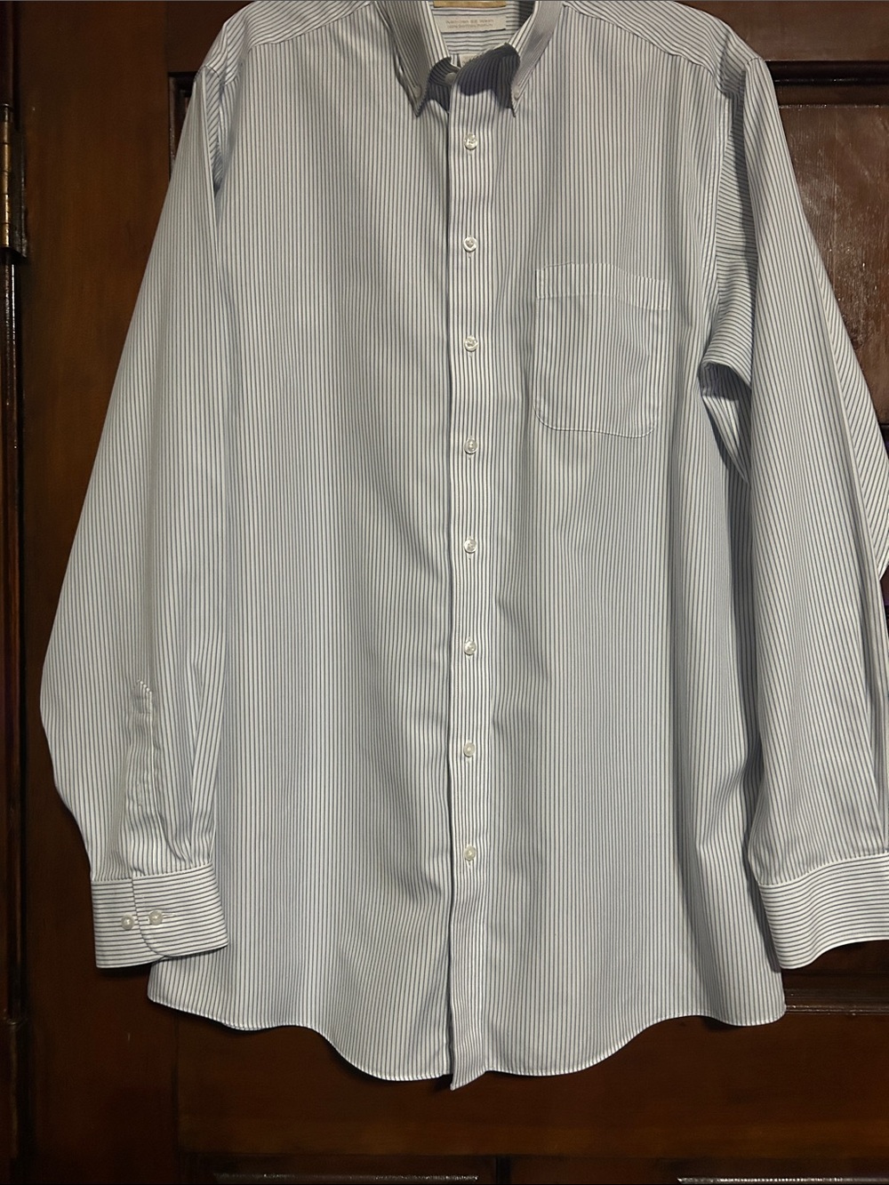 Men's Blue Pinstripe Button-Down Dress Shirt